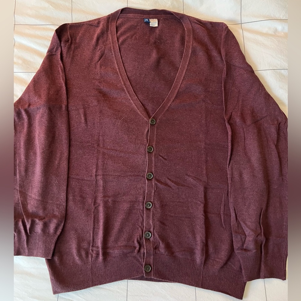 H&M Cardigan Sweater (Size: L; Color: Maroon)